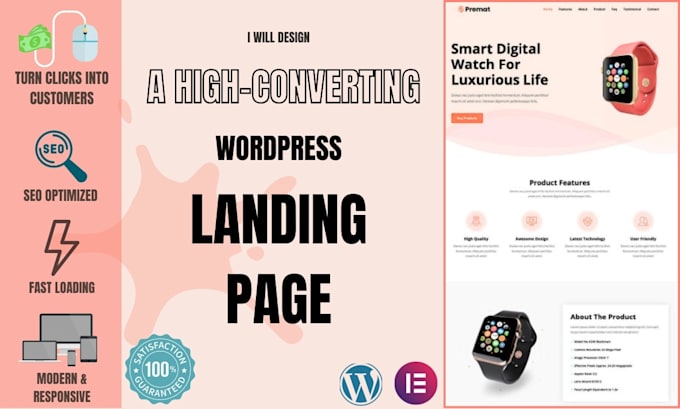 design a high converting wordpress landing page with elementor