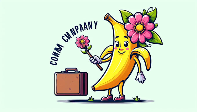create banana pick flowers in spring character logo for you in one day