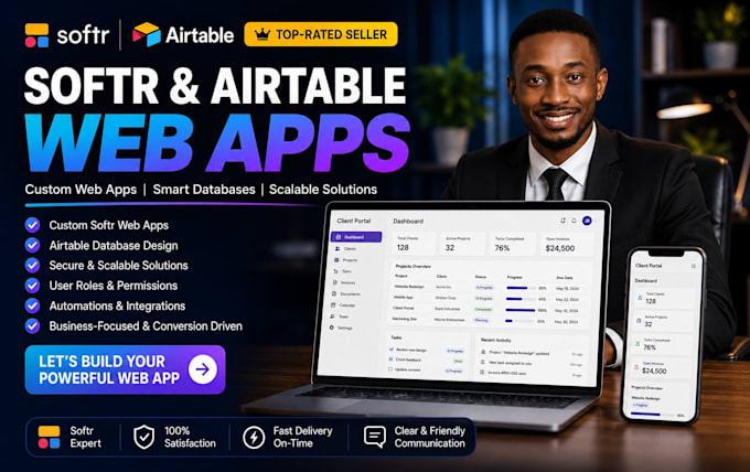build a custom softr web app, client portal, or saas mvp