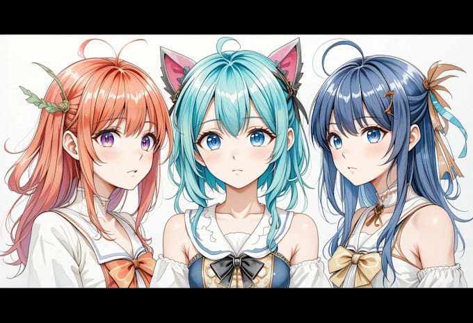 draw watercolor anime, manga, vtuber characters