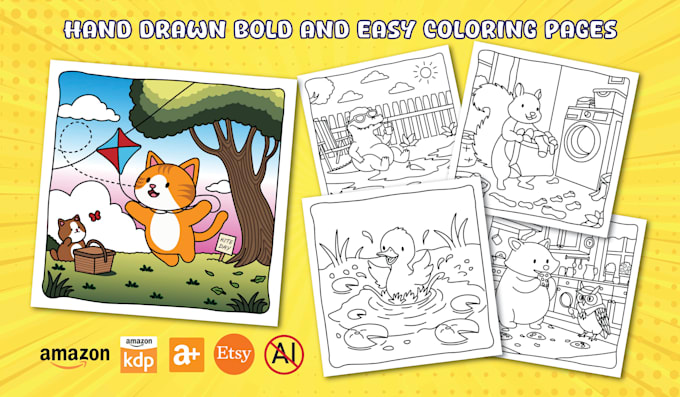 create custom coloring book pages and full books for amazon KDP and printables