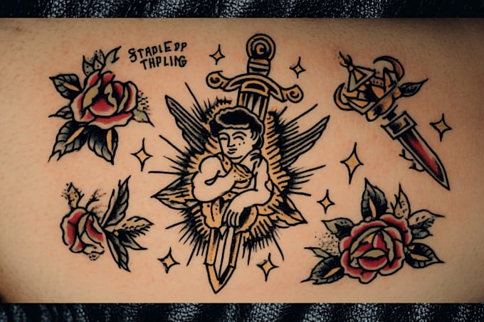 create american traditional tattoo style design