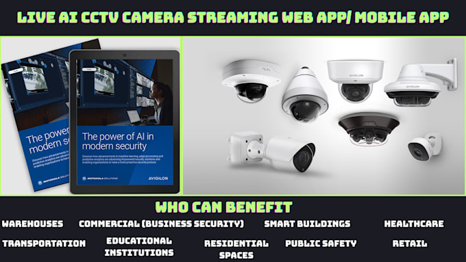 develop live cctv camera streaming processing web app and mobile app, desk app