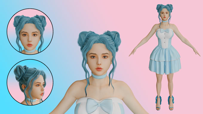 create custom realistic 3d character modeling and rigging