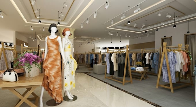 design retail store interior , boutique, supermarket, mall with rendering