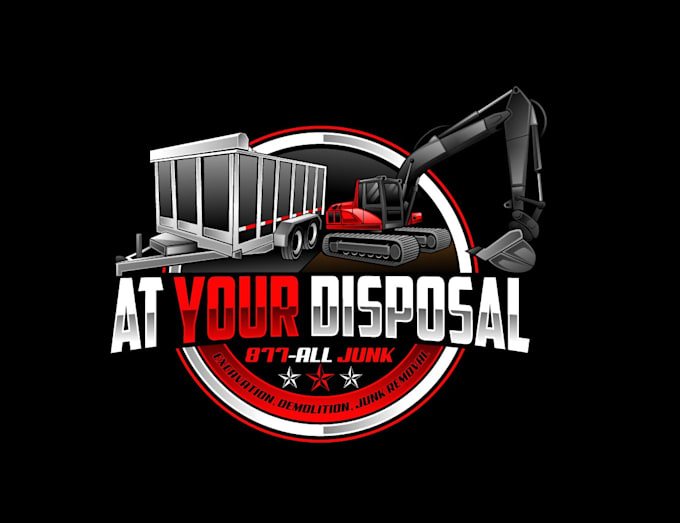 create exclusive marvelous dumpster and excavator logo design