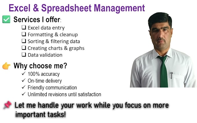 do excel data entry, cleaning, and formatting