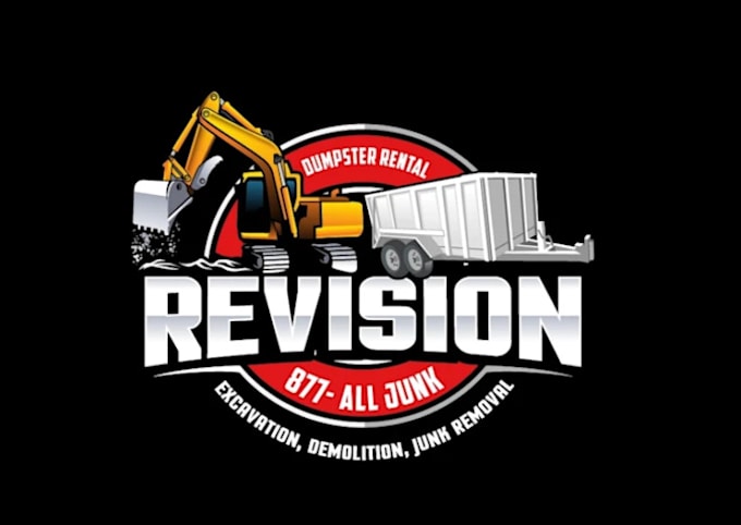 exclusive marvelous dumpster and excavator logo design