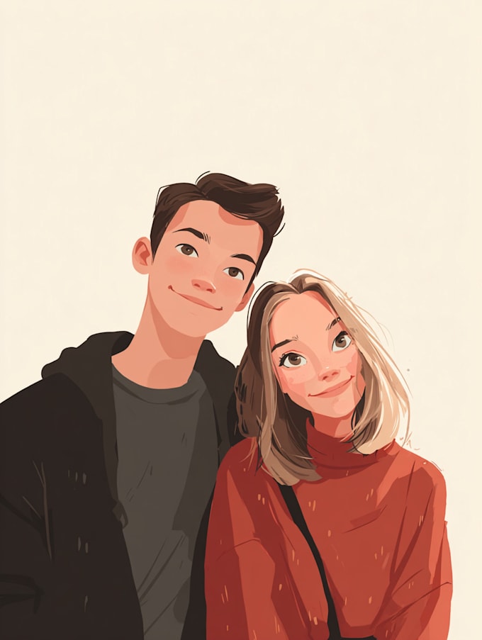 draw a beautiful couple portrait