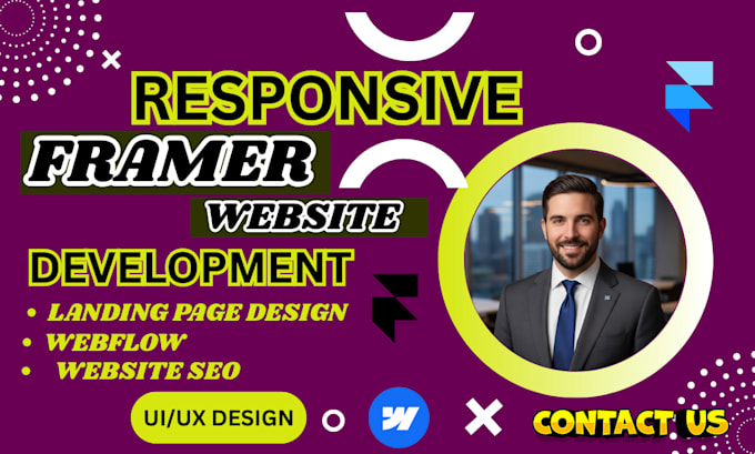 develop responsive framer website, landing page, figma to framer, webflow site