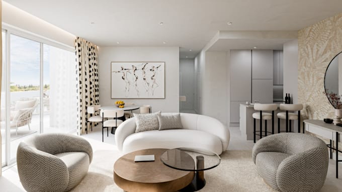 Design d'interni 3d per appartamenti, camere da letto, soggiorni ...