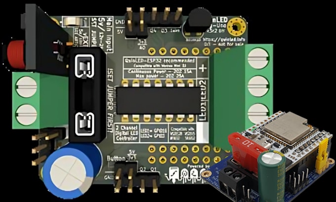 develop custom esp32 led controller pcb design with ready to use gerber files