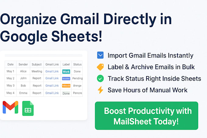 provide a smart gmail inbox management tool inside google sheets