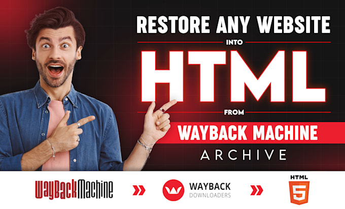 restore any website from wayback machine archive into HTML