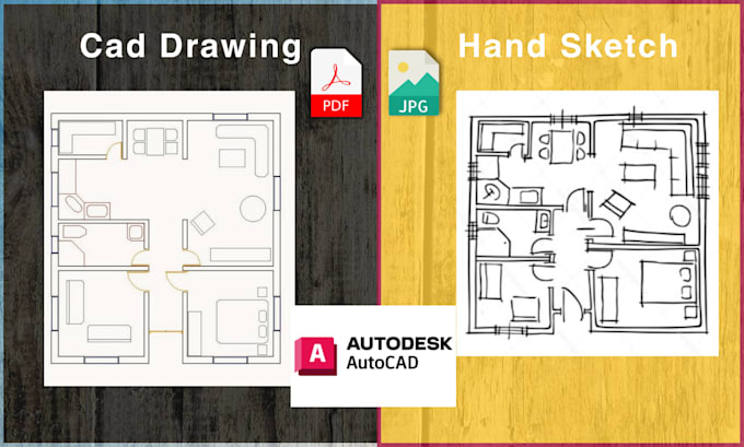 convert hand sketch, PDF or image to cad drawings