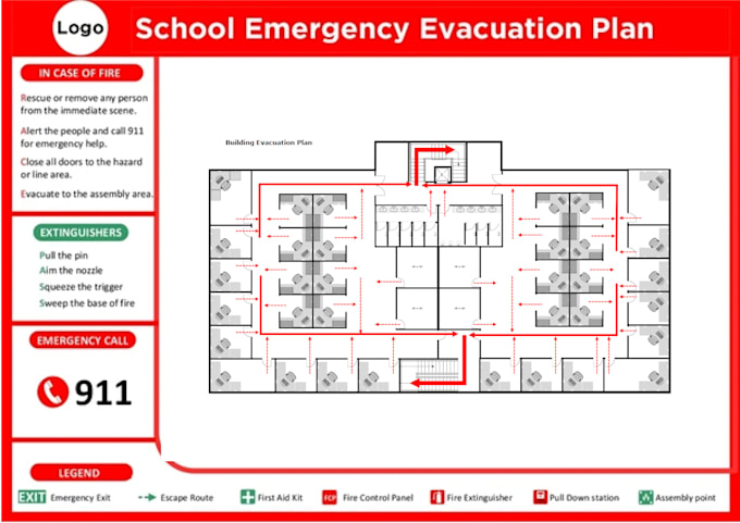 create professional emergency evacuation plan, safety plan, exit plan