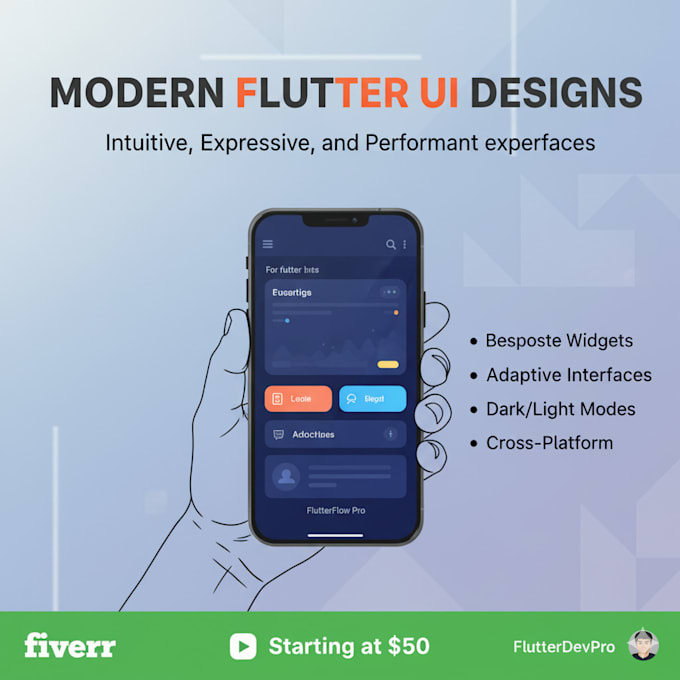 create modern flutter mobile app interfaces