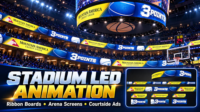 do stadium ribbon board and basketball arena led animations billboard animation