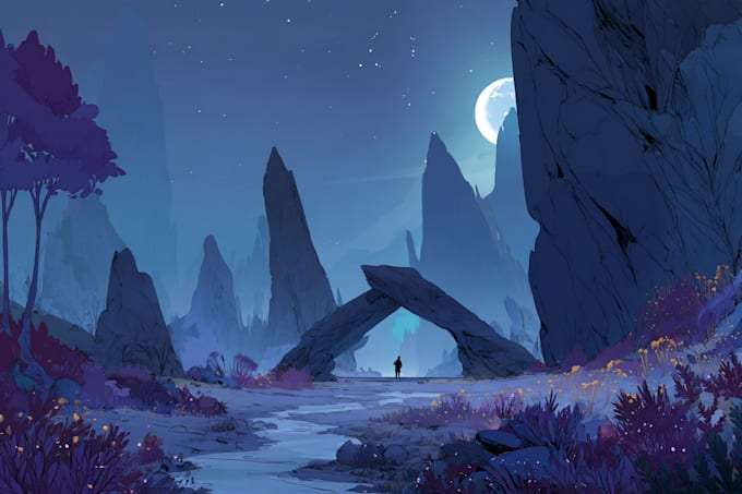 do a fantasy environment concept art oc sci fi art