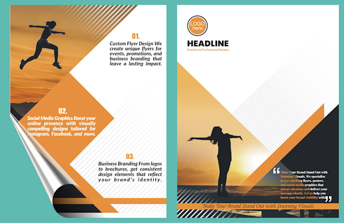 design professional flyers, brochures and branding visuals