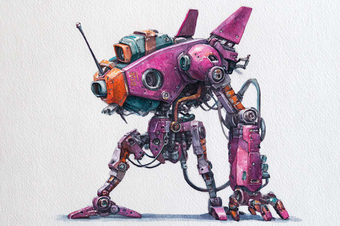 custom futuristic mecha robot character art