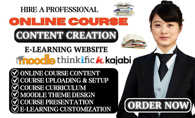 setup moodle online course website, elearning content for learnworlds learndash