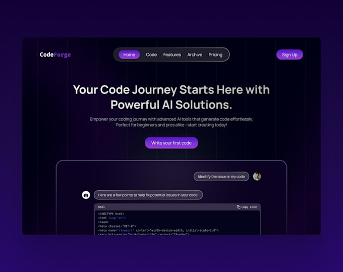create modern, minimalistic and functional website