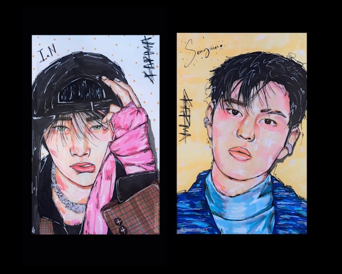 create handmade portraits using markers