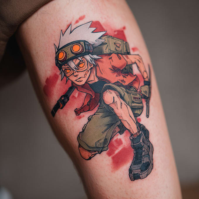 illustration for anime tattoo in color