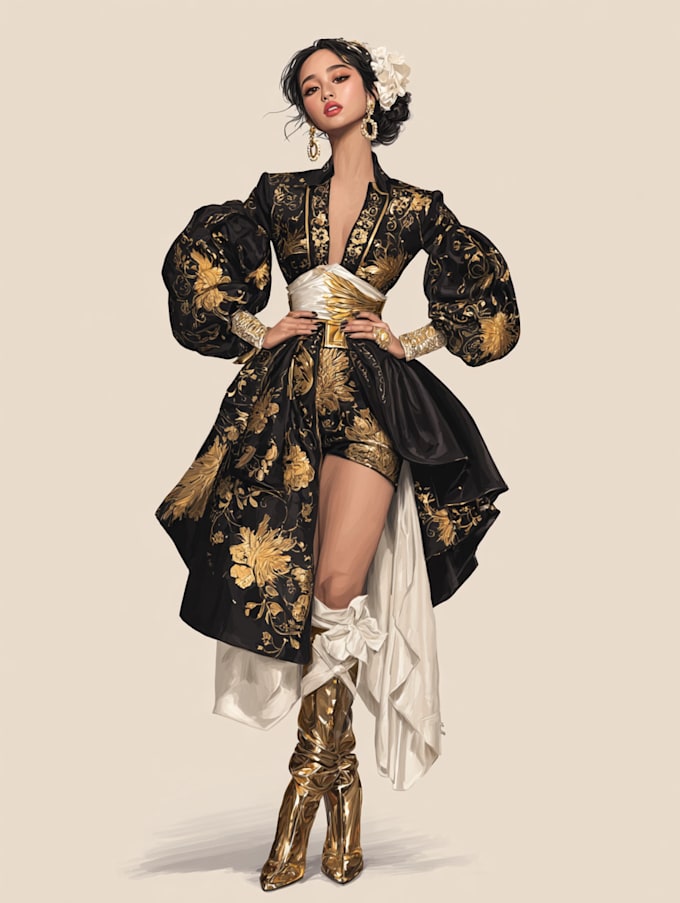 draw a digital fashion illustration