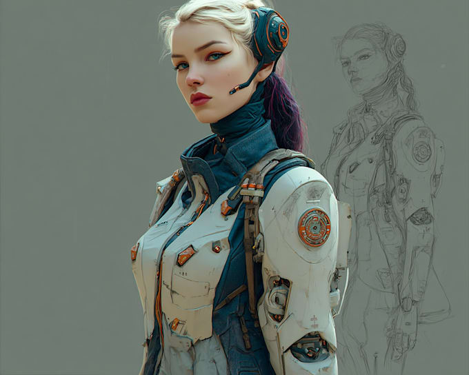 create realistic scifi, cyberpunk characters art