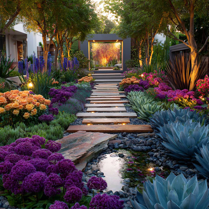 do a landscape design, pool, garden, patio, backyard