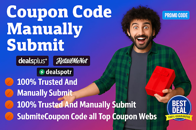 manually submit coupon to 50 popular deal sites coupon code submission