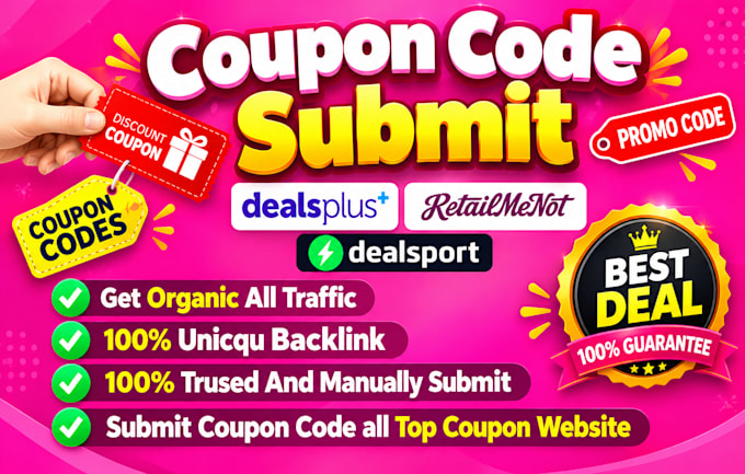 manually submit coupon to 50 popular deal sites coupon code submission