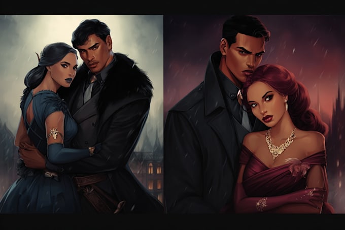 do illustrated romance book cover or ebook cover