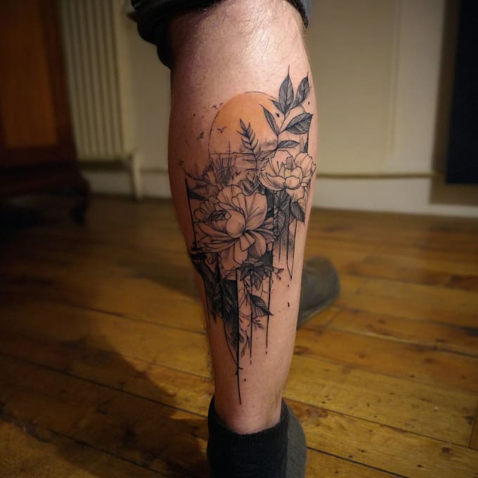 create a tattoo design for leg sleeve