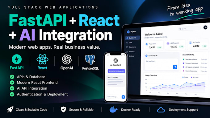 build full stack fastapi react apps and integrate ai apis