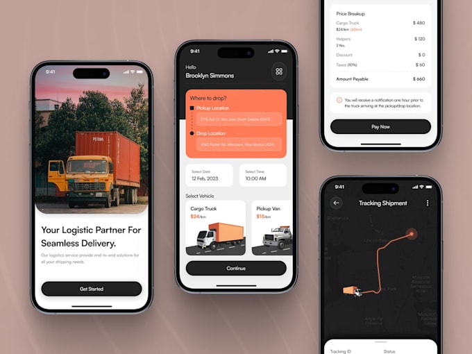 develop logistics app cargo delivery app, parcel delivery app, food delivery app