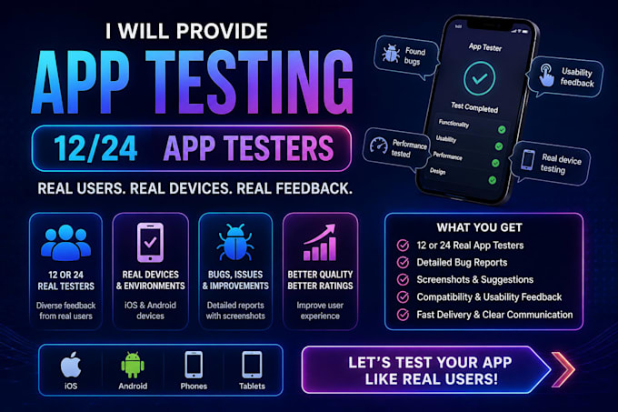 provide 12 testers for google play closed testing for 14 days 12 app tester ios