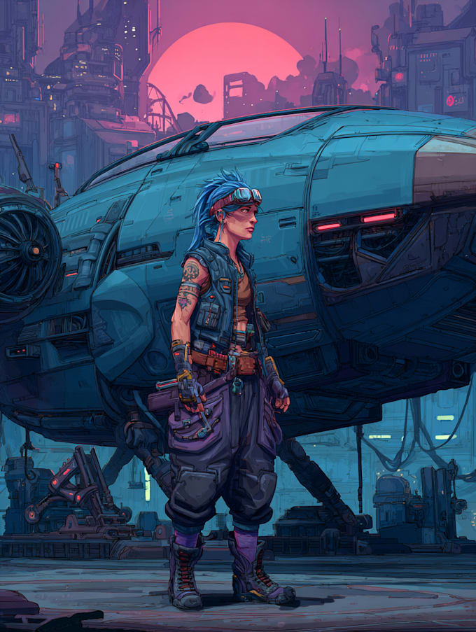 sci fi character illustration or sci fi character art