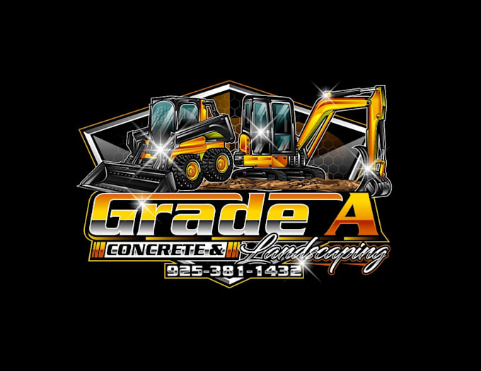create creative good looking excavator and skid steer logo design