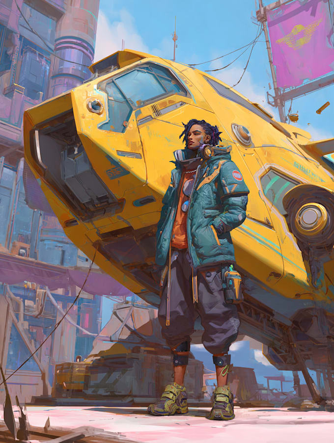 a sci fi character illustration or sci fi character