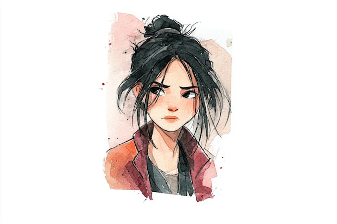 draw watercolor line art objects character illustration