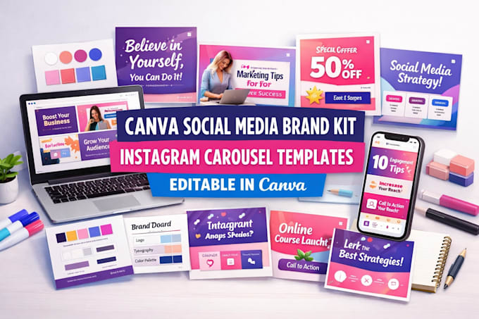 Design canva social media brand kits template, instagram carousel ...