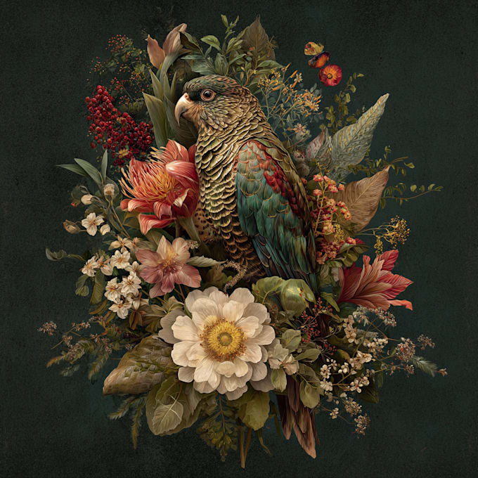 draw an animal and botanical illustration