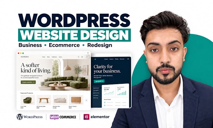 create wordpress website development , design , redesign business ecommerce