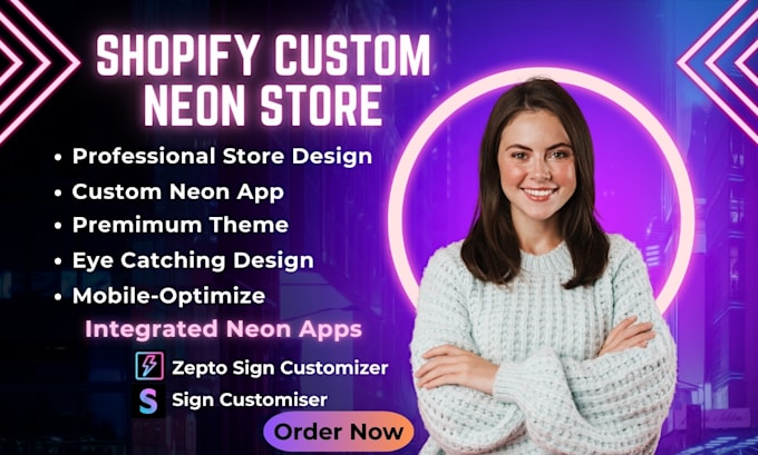 design a neon shopify store or website