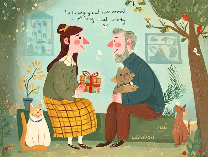 illustrate a holiday greeting card