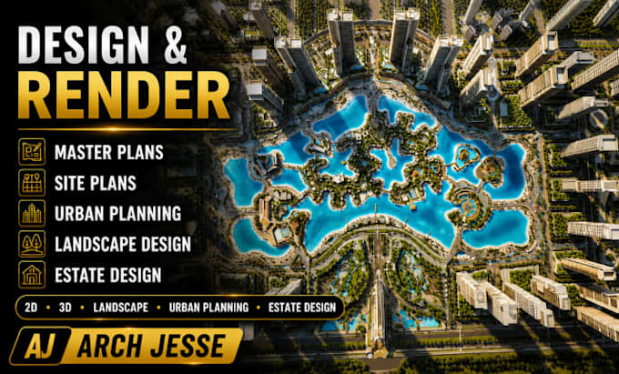 render 2d 3d master plan site plan urban landscape design urban planning estate