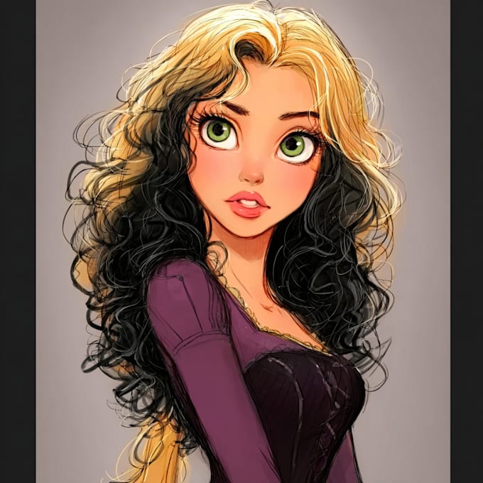 draw a portrait in semi realism disney cartoon style